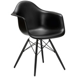 Vitra Stuhl Eames Plastic Armchair RE 83x63x59 cm tiefschwarz, Gestell: Ahorn schwarz, Designer Charles & Ray Eames