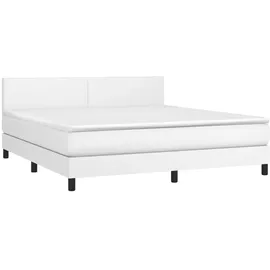 vidaXL Boxspringbett mit Matratze & LED Weiß 180x200 cm Kunstleder