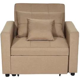 Mendler Schlafsessel HWC-L90, Klappsessel Schlafsofa Gästebett Relaxsessel, Liegefläche 197x103cm Stoff/Textil ~ taupe