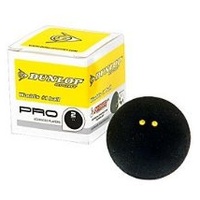Dunlop Pro Squashball 2 gelbe Punkte, superslow 1 Ball Farbe: schwarz (black)