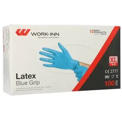 1000 `WORK-INN` Handschuhe, Latex puderfrei blau `Blue Grip` Größe XL