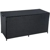 Estexo Auflagenbox Poly Rattan Kissenbox Gartenbox Aufbewahrungsbox Schwarz