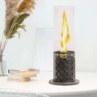 Dmora - Bioethanol-Kamin Dschwellensatt, Ökologischer Kamin, Rauchfreies Feuer, Heizung mit Ethanol, Made in Italy, 20x20 h50 cm, Weiß