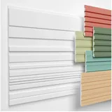 HEXIMO Wanddekoobjekt HLM-8-01 (Lamellenwand (3.67 m) aus XPS - Lamellen Wandpaneele Lamellenverkleidung Akustikpaneele weiß (8 Paneele, HLM-8-01 weiß) Wandplatten wall panels Schaumstoff) weiß
