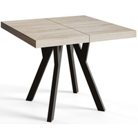 Quadratischer Esszimmertisch RICO, ausziehbarer Tisch, Größe: 120-220X120X77 cm, Wohnzimmertisch Farbe: SONOMA, mit Holzbeinen in Farbe Schwarz