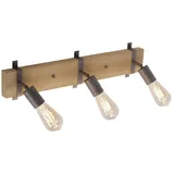 just light. gmbh JUST LIGHT LED Deckenlampe SLAT Vintage, Industrie Design, schwenkbar Holz-natur Wohnzimmer, Schlafzimmer, Flur, Esszimmer, 13472-79, 13473-79