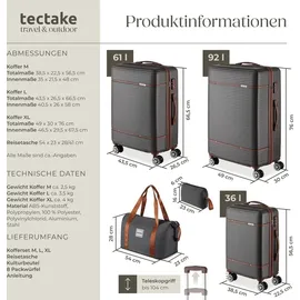 Tectake Madison Koffer-Set 13-tlg. dunkelgrau/ grau