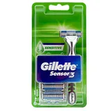 Gillette Sensor 3 Sensitive grün schwarz + 6 Ersatzklingen)