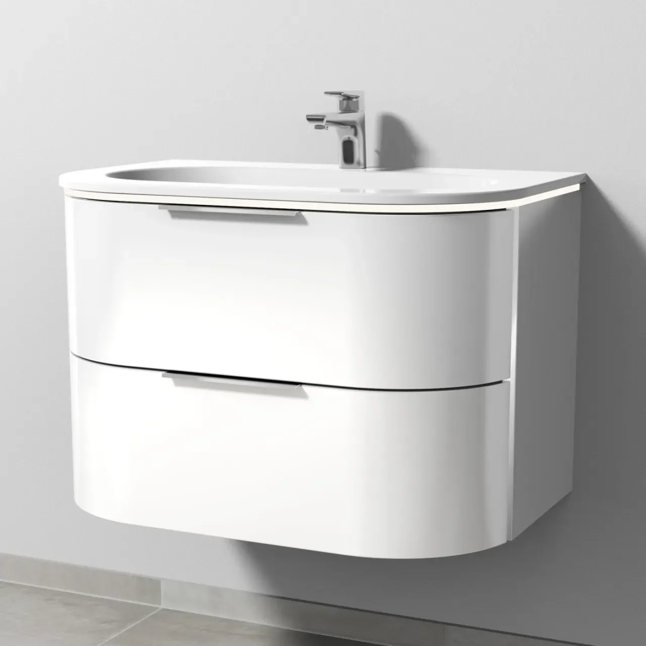 Sanipa 4balance Keramik-Set mit 2 Auszügen und LED-Beleuchtung, Weiß-Glanz, DG41278 DG41278