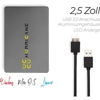 Hurricane MD25U3 grau Hurricane 2TB 2.5 Zoll Externe tragbare Festplatte USB 3.0 External HDD Mobile Speicherplatte für Fotos smart TV PC Laptop Computer ps...