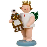 Rudolphs Schatzkiste Miniaturengel mit Olbernhauer Marktfigur Pfefferkuchenfrau mit Krone Höhe ca. 6cm NEU Holzengel Miniaturfigur Figuren Seiffen Frühling Erzgebirge Holzfigur Weihnachten