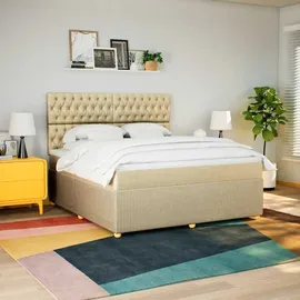 vidaXL Boxspringbett 180 x 200 cm Weiss