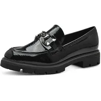 Marco Tozzi Damen Loafer ohne Absatz Vegan mit Schnalle, Schwarz (Black Patent), 41 EU