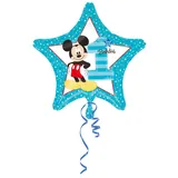 Amscan 3433501 - Standard Folienballon Micky 1st Birthday, 43 cm, Geburtstag, Dekoration, Heliumballon