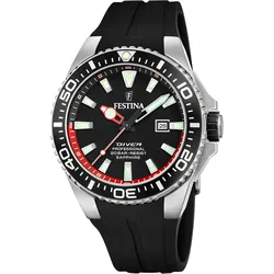Quarzuhr FESTINA "Diver Collection, F20664/3", schwarz, Armbanduhren, Herren, Armbanduhr, Herrenuhr, Taucheruhr, Silikonarmband, Datum