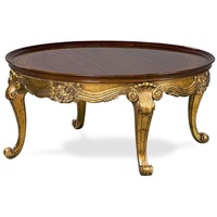 Casa Padrino Couchtisch Luxus Barock Couchtisch Braun / Antik Gold - Runder Massivholz Tisch im Barockstil - Handgefertigte Barock Möbel - Edel & Prunkvoll