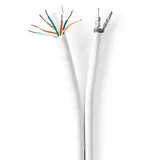 Nedis IEC (Koax) CAT6 Kombikabel auf Rolle - RG58 - 75 Ohm Doppelt geschirmt Eca 25.0 m Rund Weiss - Kartonverpackung