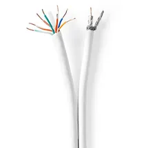 Nedis IEC (Koax) CAT6 Kombikabel auf Rolle - RG58 - 75 Ohm Doppelt geschirmt Eca 25.0 m Rund Weiss - Kartonverpackung