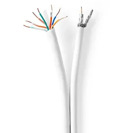 Nedis IEC (Koax) CAT6 Kombikabel auf Rolle - RG58 - 75 Ohm Doppelt geschirmt Eca 25.0 m Rund Weiss - Kartonverpackung
