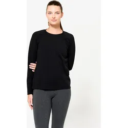 Langarmshirt Damen Baumwolle - schwarz graphitschwarz L