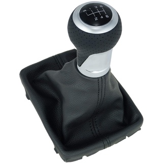 L&P A258-6 Leder Schalthebel Schaltsack Schaltmanschette Schwarz Schaltknauf perforiert 6 Gang 12mm kompatibel mit Audi A4 B8 A5 8T Q5 8R Knauf Schaltknopf Plug Play Ersatzteil für 8K0863278