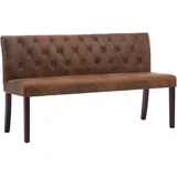 vidaXL Sitzbank mit Rückenlehne Retro-Stil Polsterbank Flurbank Bank Wartebank Wohnzimmer Flur 148,5cm Braun Wildleder-Optik Gummibeine