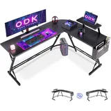 luxuskollektion Gamingtisch Gaming Schreibtisch L Form mit Monitorständer, Kohlefaser Schwarz 167