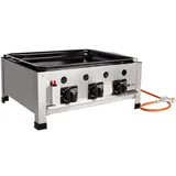 Beeketal 'GGB-1' Profi Gastrobräter Gasgrill mit emaillierter Stahlpfanne, 3-flammig, Piezo Zünder, 3 x Gasregler stufenlos, Gasbräter inkl. emaillierter Stahlpfanne, Gasschlauch und Druckminderer