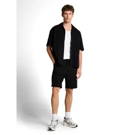 Tom Tailor DENIM Herren Relaxed Shorts mit Waffelstruktur, schwarz, Uni, Gr. M