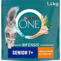 PURINA ONE BIFENSIS Senior 7+ Katzenfutter trocken, reich an Huhn, 6er Pack (6 x 1,4kg)