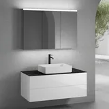 neoro n50 Unterschrank B: 120 cm mit 2 Auszügen, Waschtisch B: 58 cm weiß matt, mit Spiegelschrank für die Schweiz, B: 120.5 BN0065WM+BN0424WH+BN0404C2+BN0488MI