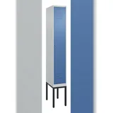C+P Spind Classic PLUS, Gestell, 1 Abteil, HxBxT 212x30x50cm, Zylinderschloss, Hellgrau/Fernblau von PROREGAL