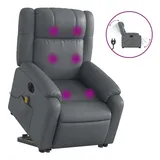 vidaXL Massagesessel, mit Aufstehhilfe Elektrisch, Grau Kunstleder
