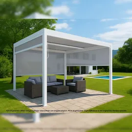 Mendler Alu Pergola HWC-L41 3,7 x 3,68 m inkl. 3 Seitenteile Weiß