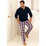 H.I.S. Pyjama H.I.S Gr. 52/54 (L), bunt (marine-bordeaux) Herren Homewear-Sets in langer Form mit Webhose