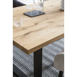 Home Affaire Esstisch HOME AFFAIRE "New York", schwarz (natur, schwarz), B:160cm H:77cm T:90cm, Tische, Esstisch, mit Platte aus geölter Balkeneiche Lamelle