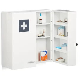 Relaxdays Medizinschrank, Stahl, HBT: 53 x 53 x 21,5 cm, weiß