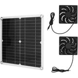 Bewinner Solarpanel Lüfter Set, 20 W, 16 V, Solarpanel mit 2 Abluftventilatoren, Wasserdichter Außenventilator für Hühnerställe, Gewächshäuser, Camping Abluftventilator