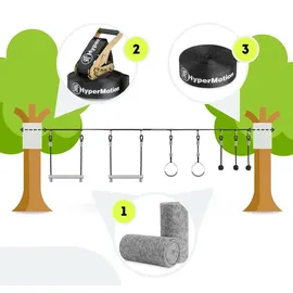 Mamabrum Ninja Hindernislauf Kinder Slackline Set 7 Hindernisse, 15m Max 113kg