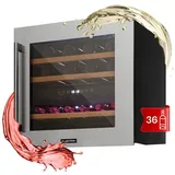 Klarstein Einbau-Weinkühlschrank, 2 Zonen Getränkekühlschrank Klein, Kleiner Weinschrank 85L, Wein-Kühlschrank Klein mit Glastür, Indoor/Outdoor Flaschenkühlschrank, Wine Fridge 36 Flaschen