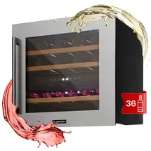 Klarstein Einbau-Weinkühlschrank, 2 Zonen Getränkekühlschrank Klein, Kleiner Weinschrank 85L, Wein-Kühlschrank Klein mit Glastür, Indoor/Outdoor Flaschenkühlschrank, Wine Fridge 36 Flaschen