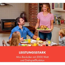 Klarstein Masterchef 60 Mini-Backofen 60l 2000W 100-230 °C Timer schwarz