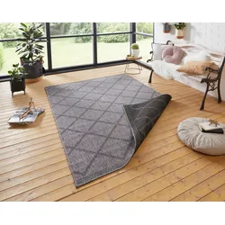 Teppich NORTHRUGS "Corsica Wendeteppich", schwarz (anthrazit, schwarz), B:240cm H:5mm L:340cm, Kunstfaser, Teppiche, In-& Outdoor, Wetterfest, Balkon, Läufer, Wohnzimmer, Wasserfest
