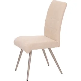Mendler Esszimmerstuhl HWC-G55 Stoff Chenille creme 2er Set