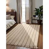 ELLE DECORATION Juteteppich Sierra", beige Natur elfenbein, gold), B:200cm H:10mm L:300cm, Jute, Teppiche, Teppich, Jute, Natur, Wohnzimmer, Esszimmer, Schlafzimmer, Flur, Boho, Fransen