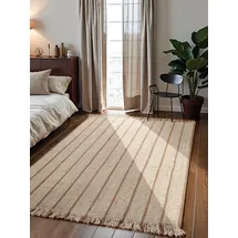 ELLE DECORATION Juteteppich Sierra", beige Natur elfenbein, gold), B:200cm H:10mm L:300cm, Jute, Teppiche, Teppich, Jute, Natur, Wohnzimmer, Esszimmer, Schlafzimmer, Flur, Boho, Fransen