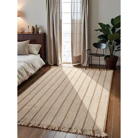 ELLE DECORATION Juteteppich Sierra", beige Natur elfenbein, gold), B:200cm H:10mm L:300cm, Jute, Teppiche, Teppich, Jute, Natur, Wohnzimmer, Esszimmer, Schlafzimmer, Flur, Boho, Fransen