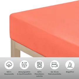 MY HOME Spannbettlaken Physalis Jersey 180 x 200 cm koralle