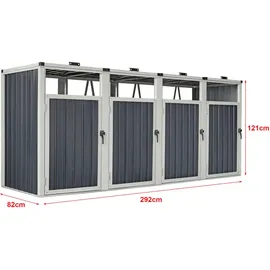 pro.tec Mülltonnenbox Tarbek 292 x 121 x 82 cm anthrazit