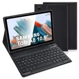 LAMA Samsung Galaxy Tab A8 Hülle mit Tastatur, Kabellose Tastatur Hülle für Tab A8 10,5“ 2021(SM-X200/X205/X207), Bluetooth Tastatur Hülle Schützhülle mit Stifthalter -Deutsches QWERTZ Layout, Schwarz